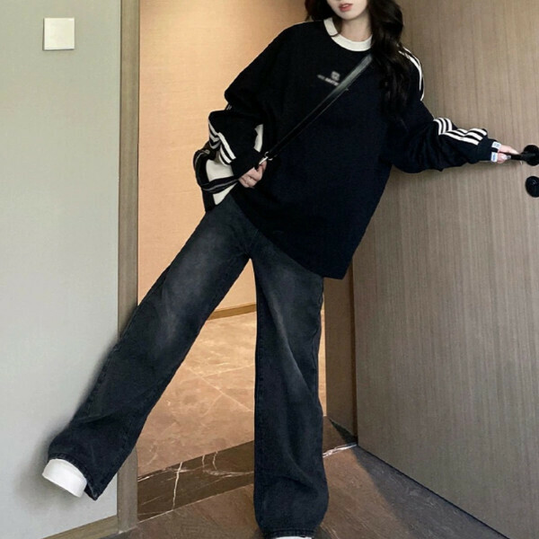 Hot Recommended Round Neck Sweatshirt (Black) (S/M/L/XL/2XL/3XL Please contact customer service for shipping sizes after placing an order)