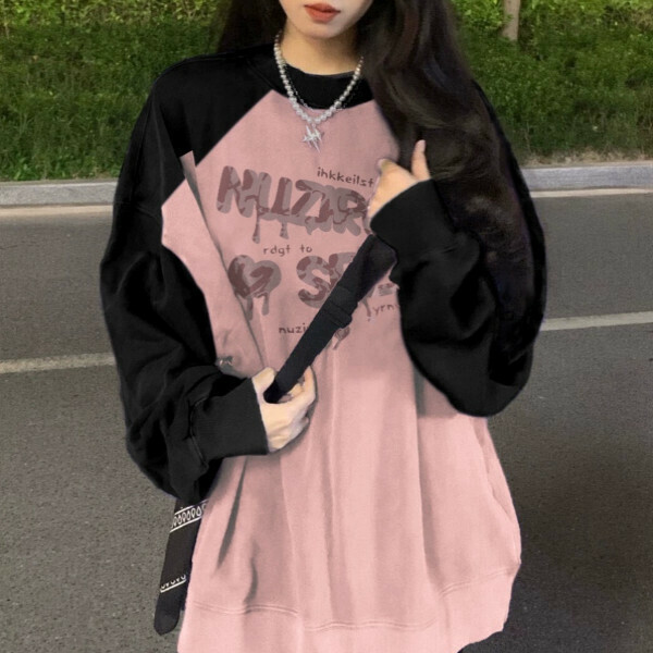 Hot-recommended sweatshirt (black and pink) (S/M/L/XL/2XL, please contact customer service after placing the order for shipping sizes)