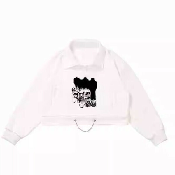 Hot recommended retro printed chain sweatshirt (white) (S/M/L size, please contact customer service after placing the order for delivery size)