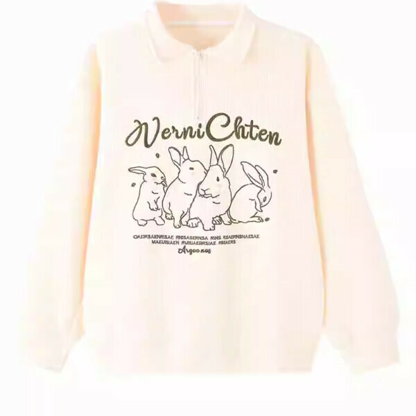 Hot recommended embroidered POLO collar sweatshirt (apricot color) (S/M/L size, please contact customer service after placing the order to deliver the size)