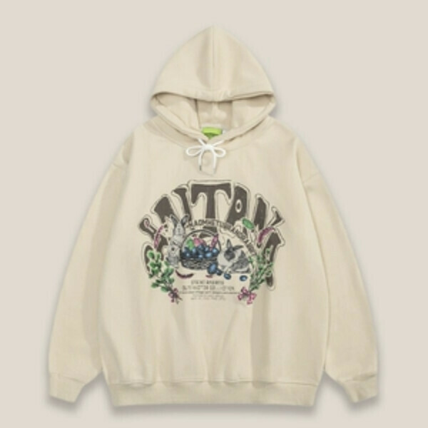 Popular SAYLAM American street retro color [cute rabbit foraging] apricot color. Please contact customer service to confirm the size after placing an order.