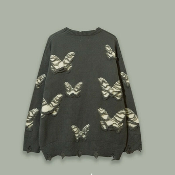 Hot Recommended SAYLAM American Street Retro Color [Van Gogh Butterfly] Gray Please contact customer service to confirm the size after placing an order