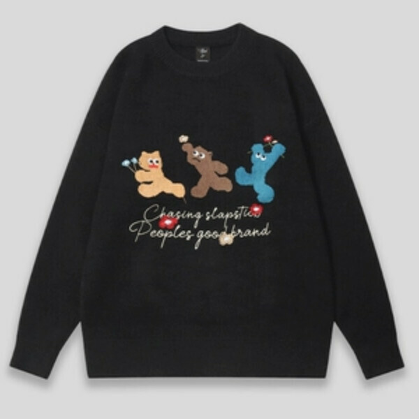 Hot Recommended SAYLAM American Street Retro Color [Chasing Kittens] Black Please contact customer service to confirm the size after placing an order
