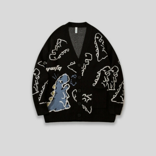 Hot Recommendation SAYLAM American Street Retro Color [Evil Dragon Roars] Black Please contact customer service to confirm the size after placing an order