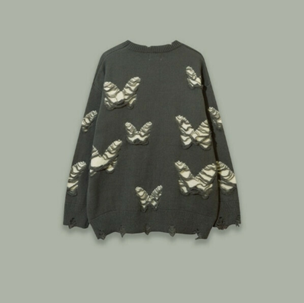 Hot Recommended SAYLAM American Street Retro Color [Van Gogh Butterfly] Gray Please contact customer service to confirm the size after placing an order