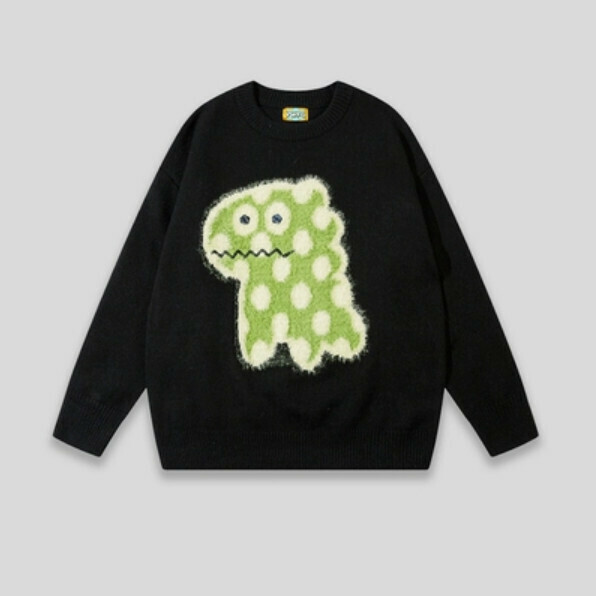 Popular SAYLAM American street retro color [Wrongful Dinosaur] Black Please contact customer service to confirm the size after placing an order
