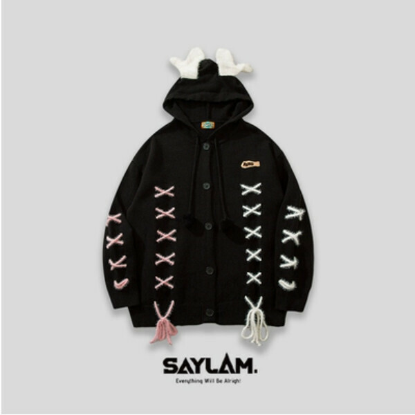 Popular SAYLAM American street retro color [Elk lost its way] black. Please contact customer service to confirm the size after placing an order.