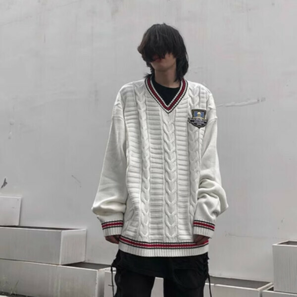 Popular college loose and lazy retro-style sweater [white M-XL sizes, confirm the delivery size with customer service after placing the order]