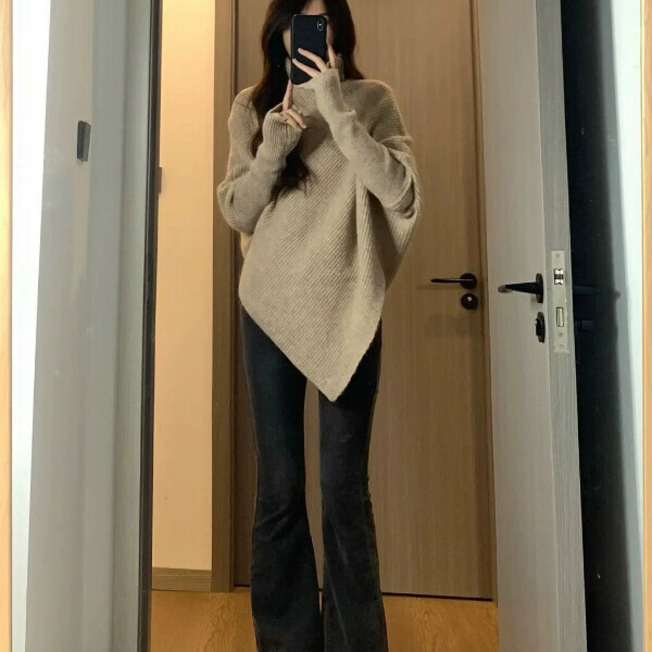 Popular Turtleneck Sweater (Milk Tea Tuo) (S/M/L/XL sizes will be shipped after you place an order and contact customer service)