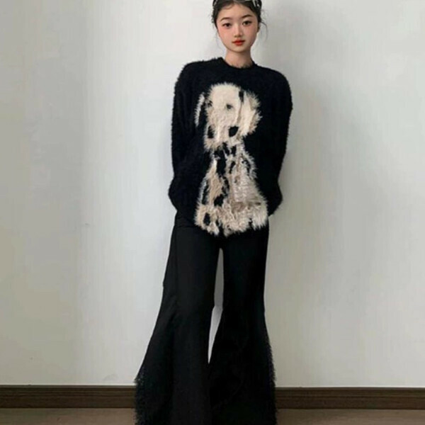 Popular furry sweater (black) (S/M/L/XL sizes will be shipped after you place the order and contact customer service)