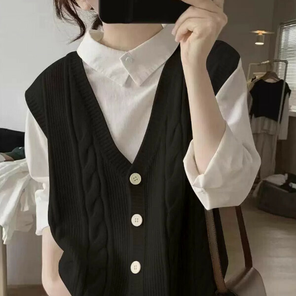 爆款針織馬甲（黑色）（S/M/L/XL下單後與客服聯系發貨的尺碼）  