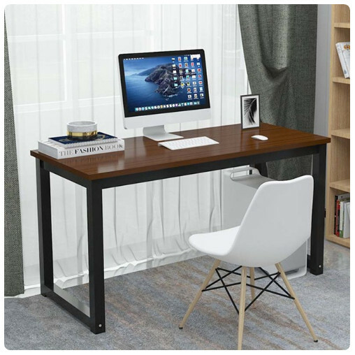 New computer desk office desk study table (100x60x75cm) teak color + black feet