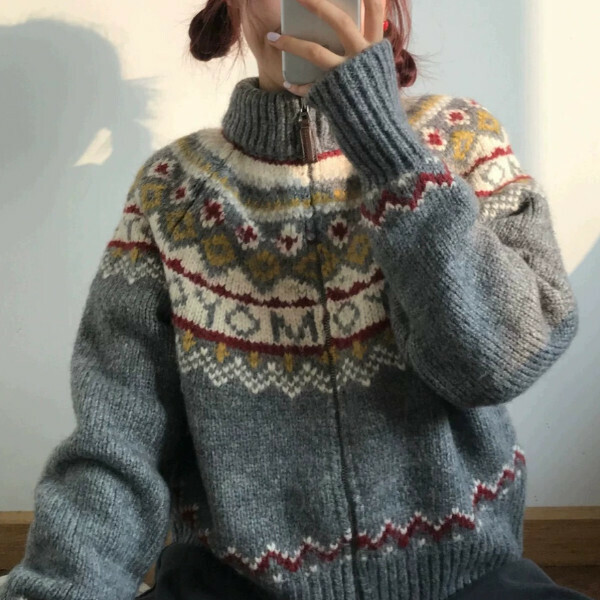 Popular sweater jacket (grey) (S/M/L/XL sizes will be shipped after placing the order and contact customer service)