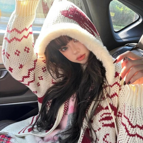 Popular knitted sweater jacket (picture color) (S/M/L/XL sizes will be shipped after you place the order and contact customer service)