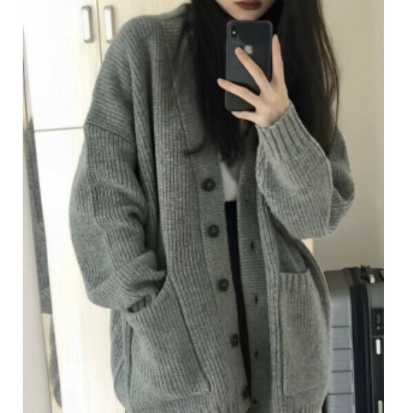 Popular v-neck sweater jacket (grey) (S/M/L/XL/2XL sizes will be shipped after placing the order and contact customer service)