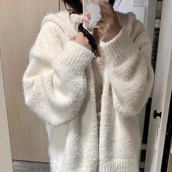Popular sweet style knitted jacket (white) (S/M/L/XL sizes will be shipped after placing the order and contact customer service)