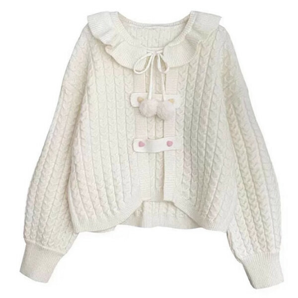 Popular bow-knot doll collar sweater (apricot color) (S/M/L size, please contact customer service after placing the order for delivery size)