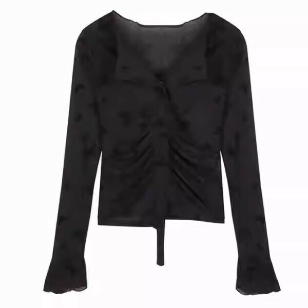 Popular butterfly knitted sweater top (black gray) (S/M/L size, please contact customer service after placing the order for delivery size)
