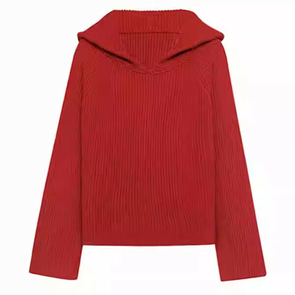 Popular navy collar red V-neck sweater (red) (S/M/L size, please contact customer service after placing the order for delivery size)