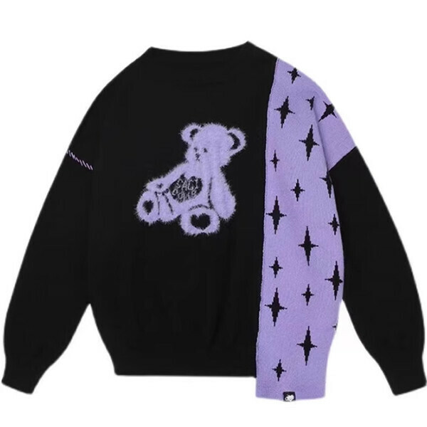 Hot style patchwork sweater top (black) (S/M/L size, please contact customer service after placing the order for delivery size)