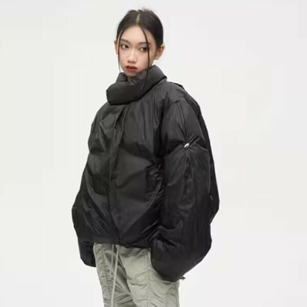 爆款慵懶情侶短款棉服外套【黑色M-XL碼，下單後與客服確認發貨尺碼】