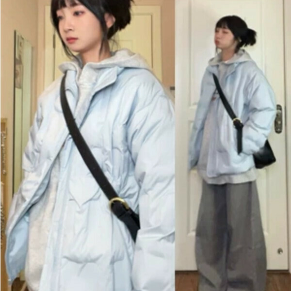 爆款輕薄棉服外套（淺藍色）（S/M/L/XL/2XL下單後與客服聯系發貨的尺碼）