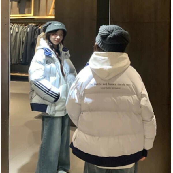 爆款三條杠棉服（白色）（S/M/L/XL/2XL下單後與客服聯系發貨的尺碼）