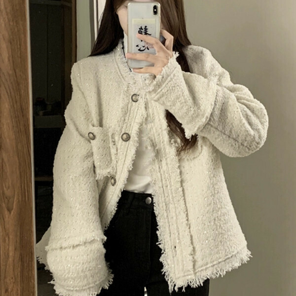 Popular style small style jacket (white) (S/M/L/XL/2XL size will be shipped after placing the order and contact customer service)