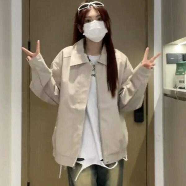 爆款皮衣外套（杏色）（S/M/L/XL/2XL下單後與客服聯系發貨的尺碼）