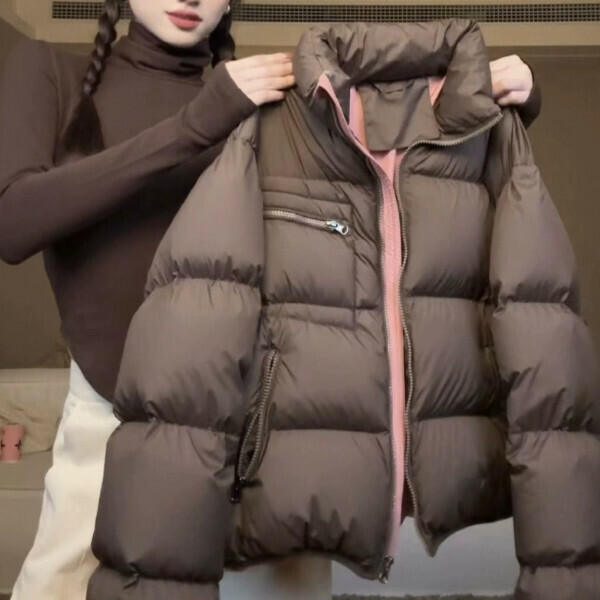 爆款小香風棉服外套（棕色）（S/M/L/XL/2XL下單後與客服聯系發貨的尺碼）