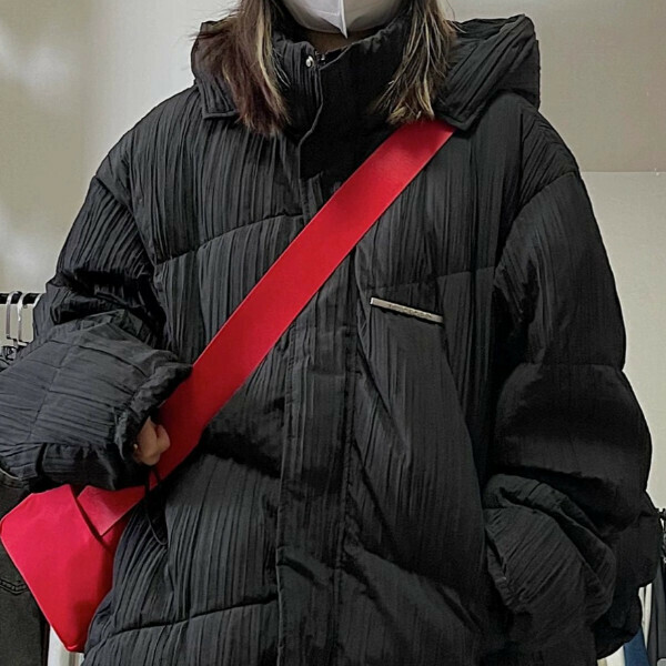 爆款連帽棉服外套（黑色）（S/M/L/XL/2XL下單後與客服聯系發貨的尺碼）