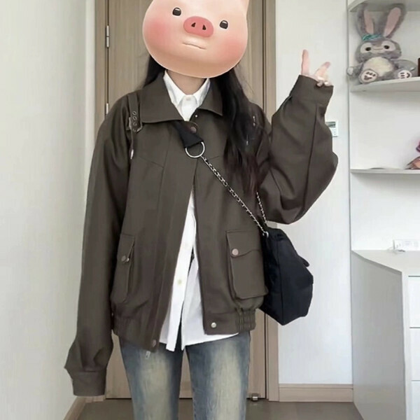 爆款皮衣外套（棕色）（S/M/L/XL/2XL下單後與客服聯系發貨的尺碼）