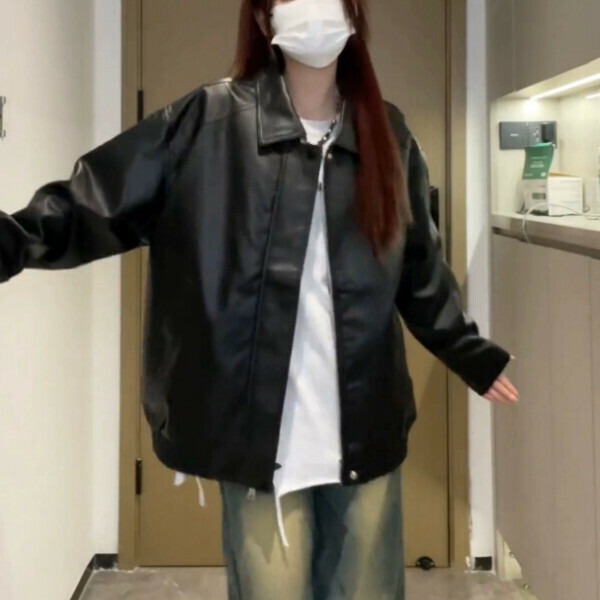 爆款皮衣外套（黑色）（S/M/L/XL/2XL下單後與客服聯系發貨的尺碼）