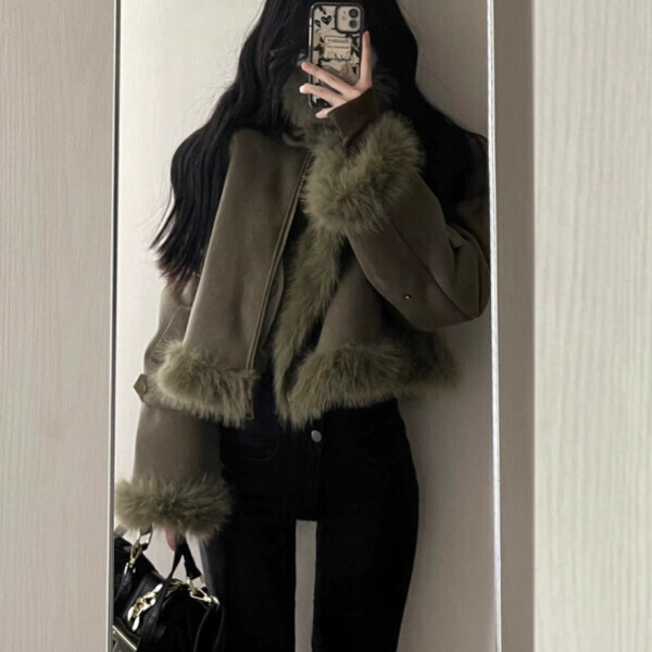 Popular style small fragrant jacket (green) (S/M/L/XL/2XL size will be shipped after placing the order and contact customer service)