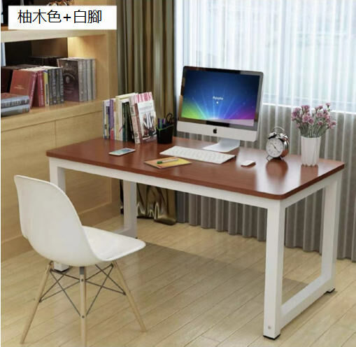 New computer desk office desk study table (100x60x75cm) teak color + white feet