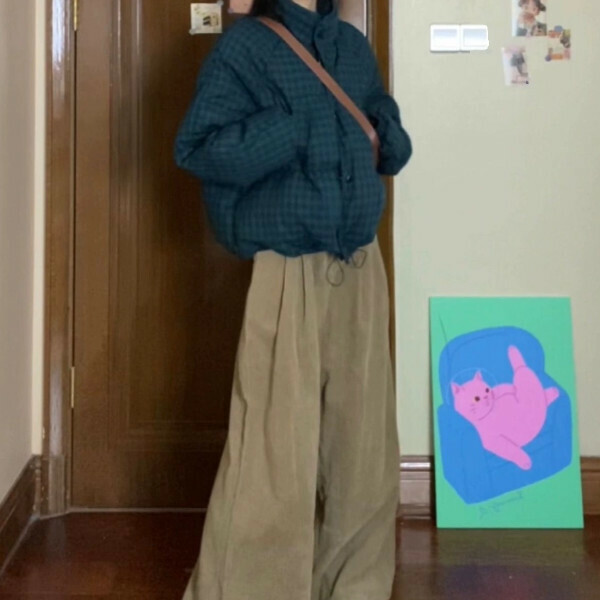 爆款復古短款棉服（綠色）（S/M/L/XL/2XL下單後與客服聯系發貨的尺碼）