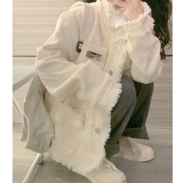 Popular style small style jacket (white) (S/M/L/XL/2XL size will be shipped after placing the order and contact customer service)