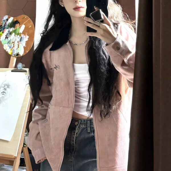 New baseball uniform cardigan top (pink) (S/M/L/XL/2XL for sizes shipped after placing an order, please contact customer service)