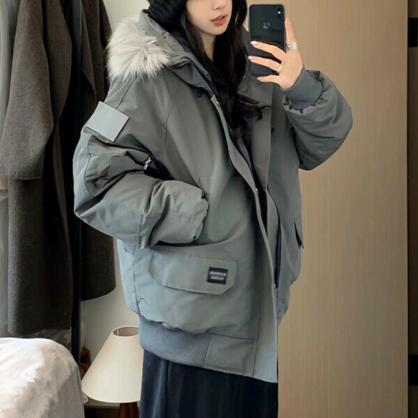 新款高級感工裝棉衣（灰色）（S/M/L/XL/2XL下單後與客服聯系發貨的尺碼）