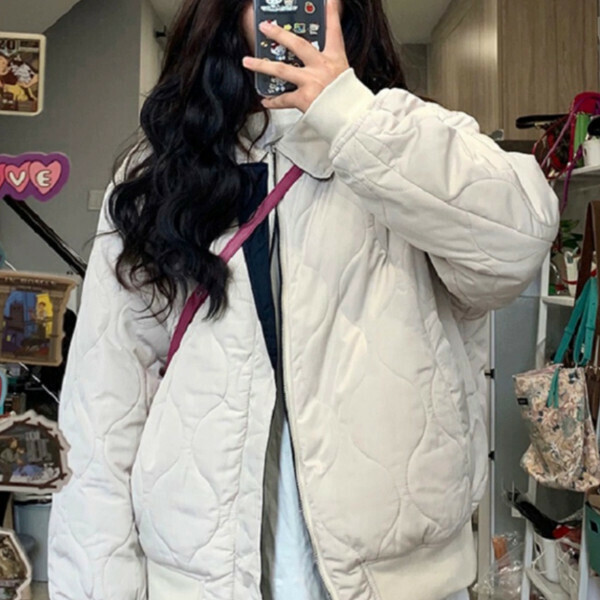 新款棒球服棉衣（杏色）（S/M/L/XL/2XL下單後與客服聯系發貨的尺碼）