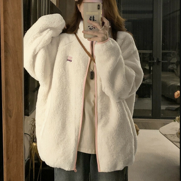 New zipper cardigan cotton coat (white) (S/M/L/XL/2XL size will be shipped after placing the order and contact customer service)