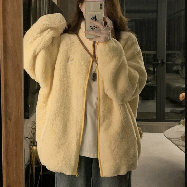 New zipper cardigan cotton coat (yellow) (S/M/L/XL/2XL sizes will be shipped after placing the order and contact customer service)