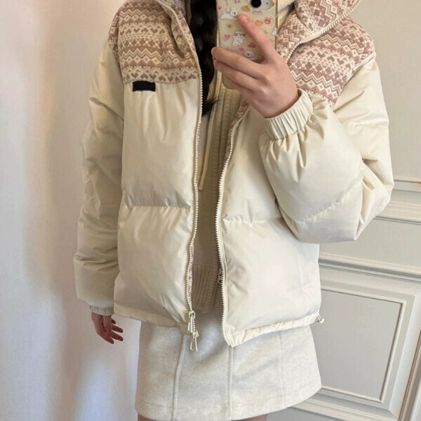 新款高級感羽絨棉衣（杏色）（S/M/L/XL/2XL下單後與客服聯系發貨的尺碼）