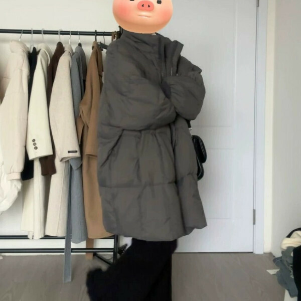 新款長款加厚棉衣（灰色）（S/M/L/XL/2XL下單後與客服聯系發貨的尺碼）