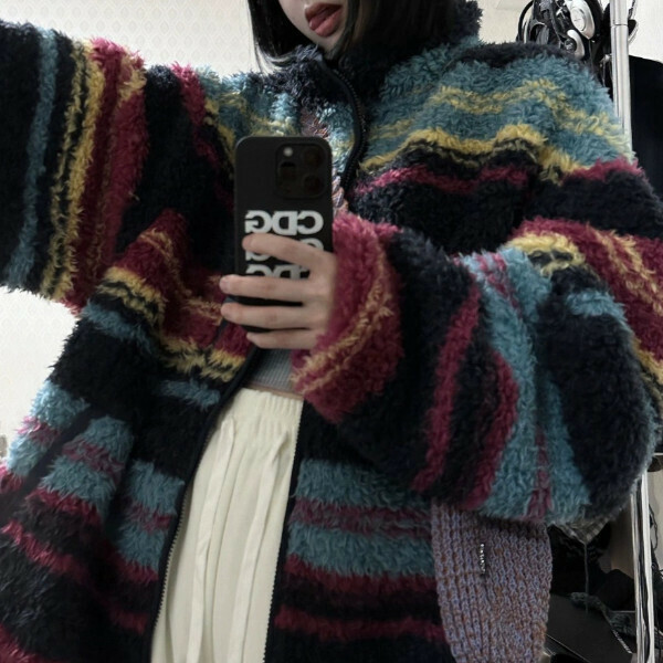 新款條紋棉服外套（藏青色）（S/M/L/XL下單後與客服聯系發貨的尺碼）