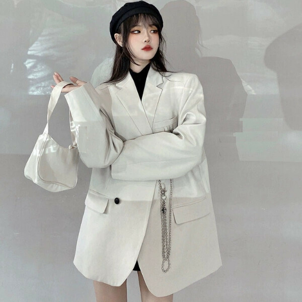 新款西裝外套女（米白色）（S/M/L下單後與客服聯繫發貨的尺碼）