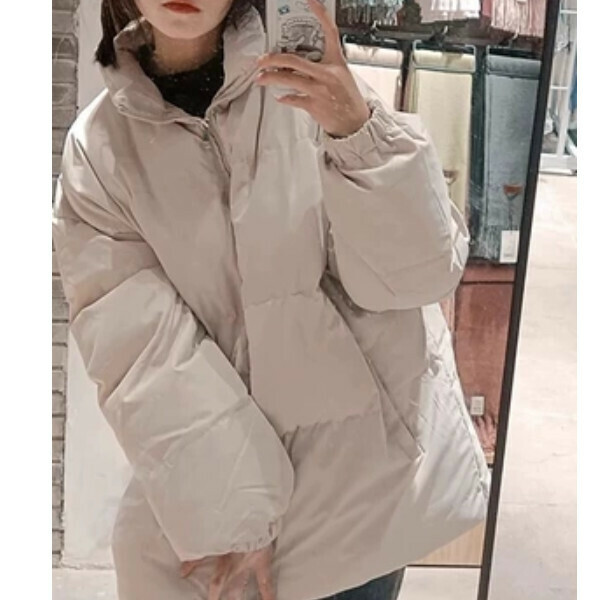 新款立領加厚棉服外套（杏色）（S/M/L/XL/2XL下單後與客服聯系發貨的尺碼）   