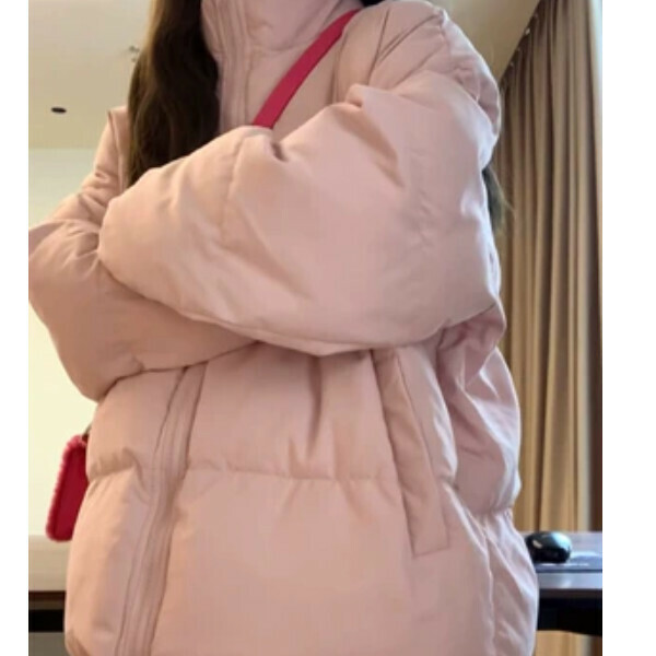 新款立領加厚棉服外套（粉色）（S/M/L/XL/2XL下單後與客服聯系發貨的尺碼）    