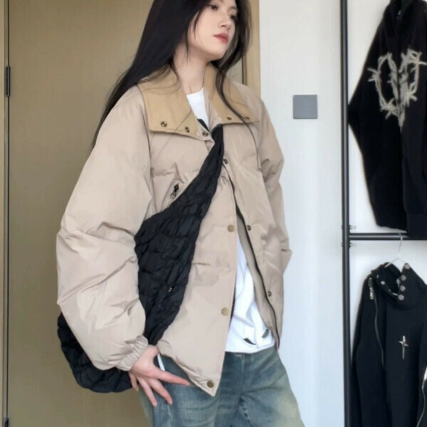 新款工裝羽絨棉衣（卡其色）（S/M/L/XL/2XL下單後與客服聯系發貨的尺碼）   