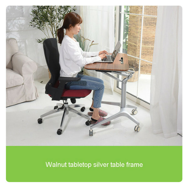 New laptop desk standing mobile lifting aluminum alloy work table (walnut)
